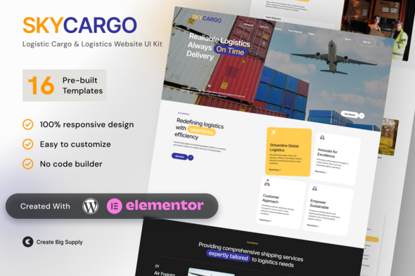Skycargo - Logistic Cargo & Logistics Elementor Template Kit