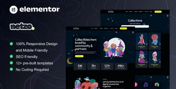 Netzo – NFT Portfolio Elementor Template Kit