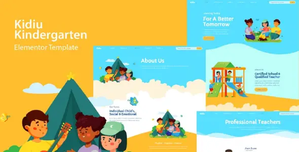 Kidiu Kindergarten – Child Care Elementor Template Kit